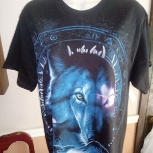 Native American Indians Wolf Face T-Shirt Sz L